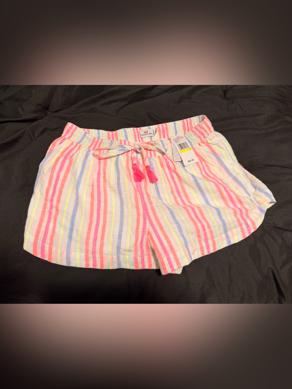 Vineyard Vines Pastel Rainbow Stripe Tie-Front Shorts